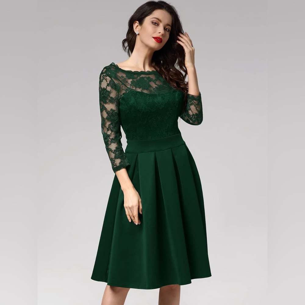 Vintage Floral Lace Midi Dress